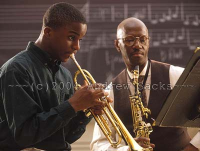 Music teacher and trumpet student