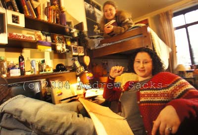 College student at her dorm room desk