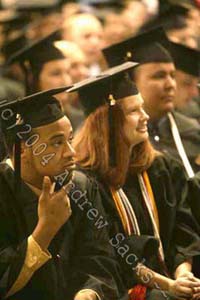 College students at commencement ceremony