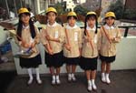 Five girls on school cleaning squad (Tokyo)