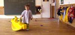 Pre-school girl alone in classroom (Spain)