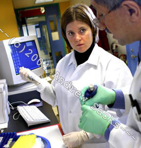 Researchers in cancer lab