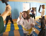 Children practice martial arts